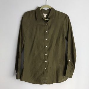 J. Crew Army Green Linen Button Down, 4